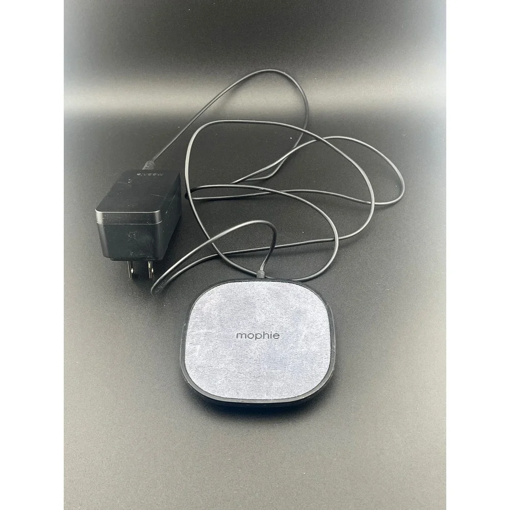 Mophie Wireless Charging Pad Black‎ Gray Fabric Qi Charger with Adapter